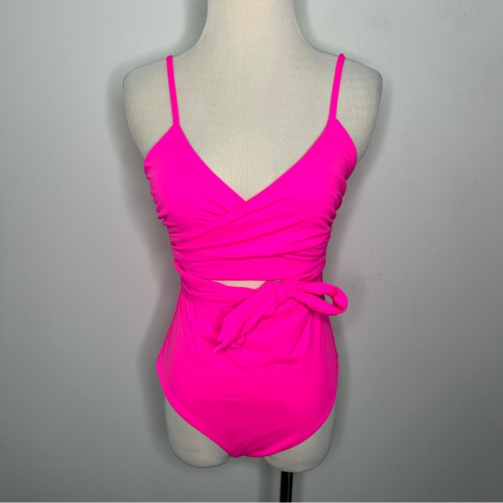 Mara Hoffman Hot Pink Wrap-Tie One-Piece Swimsuit